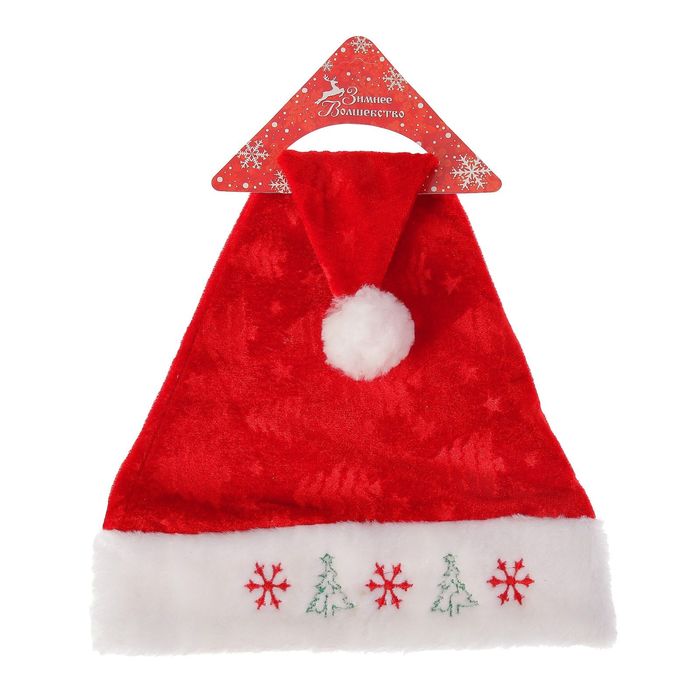 Колпак новогодний "Текстурный" ёлочки, снежинки 28*38 см