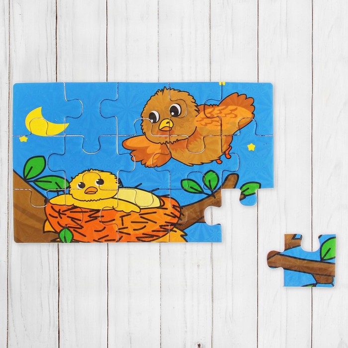 Пазл "Птички в гнезде", 15 элементов