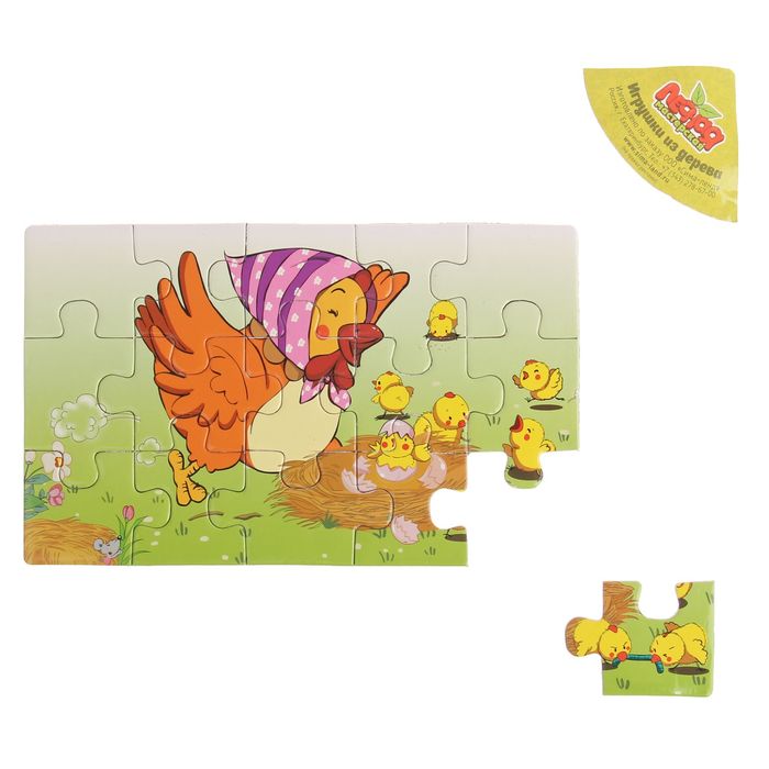 Пазл "Курочка с цыплятами", 15 элементов