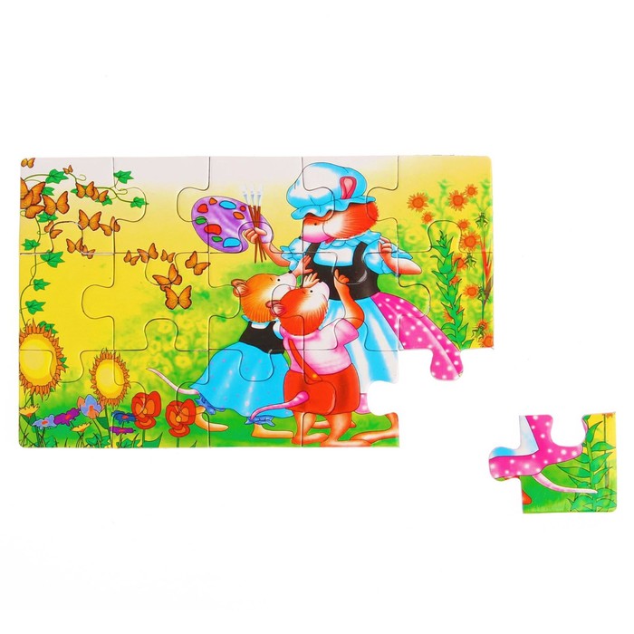 Пазл "Мышка-художница", 15 элементов