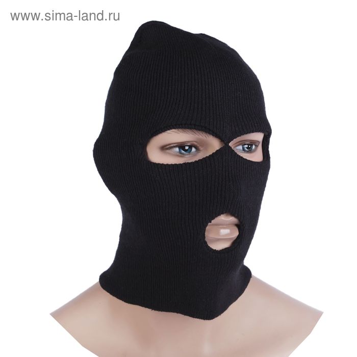 фото Шлем-маска 3 отверстия, цвет чёрный