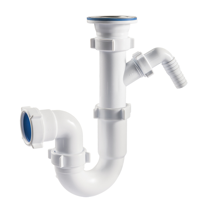 Сифон прямоточный ORIO S-4105, 1 1/2"х40, с отводом для стиральной машины