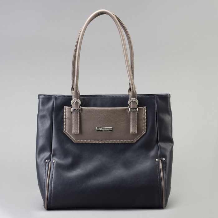 Сумка женская, отдел с перегородкой на молнии, наружный карман, цвет чёрный/бежевый