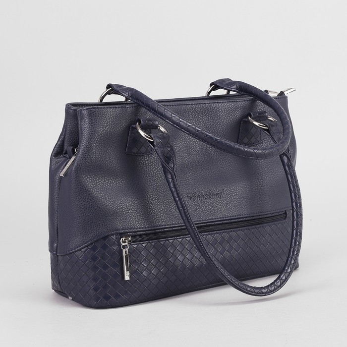 Сумка женская, 3 отдела на молниях, 2 наружных кармана, цвет синий