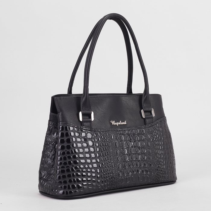 Сумка женская, 2 отдела на молнии, наружный карман, цвет чёрный