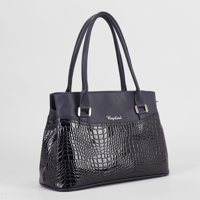 Сумка женская, 2 отдела на молнии, наружный карман, цвет синий