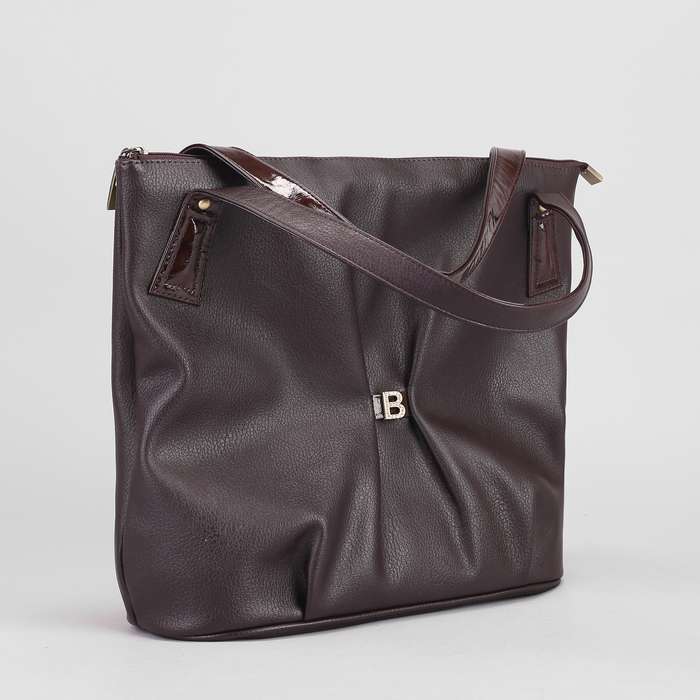 Сумка женская, отдел с перегородкой на молнии, наружный карман, цвет коричневый