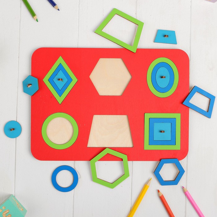 Рамка-вкладыш М. Монтессори "Паутинка", толщина деталей — 7 мм