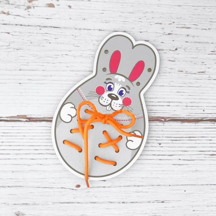 Шнуровка цветная "Заяц"  (головоломка)