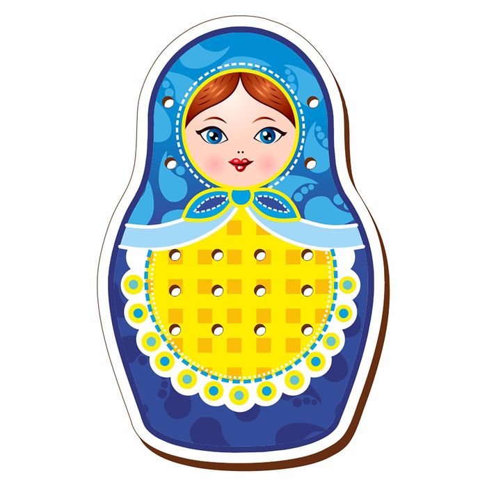 Шнуровка цветная "Матрешка синяя" (головоломка)