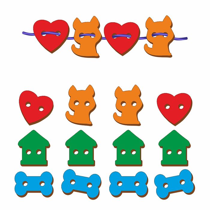 Шнуровка маленькая "Сердечки, собачки, домик, косточки" 16 деталей   (головоломка)