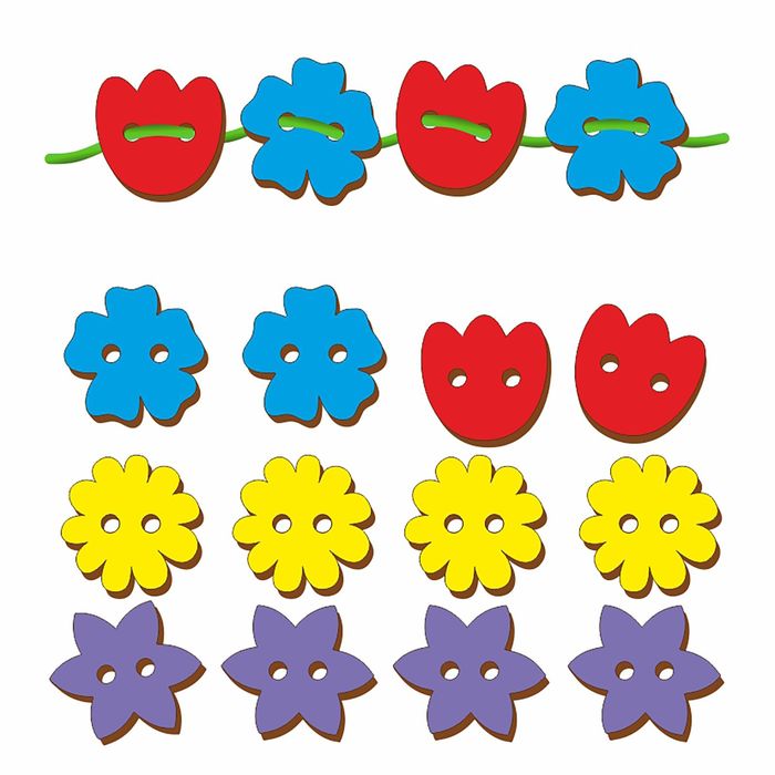 Шнуровка маленькая "Цветочки" 16 деталей (головоломка), элемент 4 × 4 см