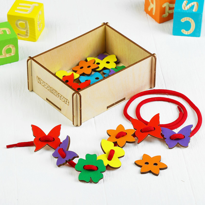 Шнуровка маленькая "Бабочки,цветочки", 24 детали, (головоломка)