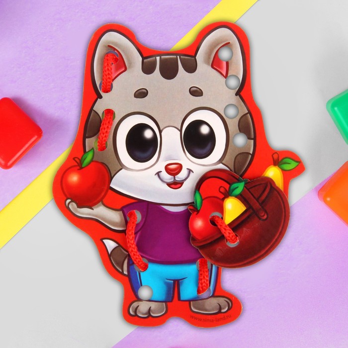 Шнуровка фигурная "Котик", 10 х 12 см
