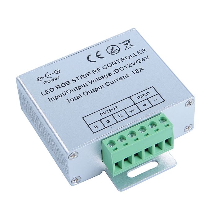 Контроллер Luazon RGB д/модулей/лент, 12V, 216W, высочастотный 2.4ГГц, сенсорный пульт белый