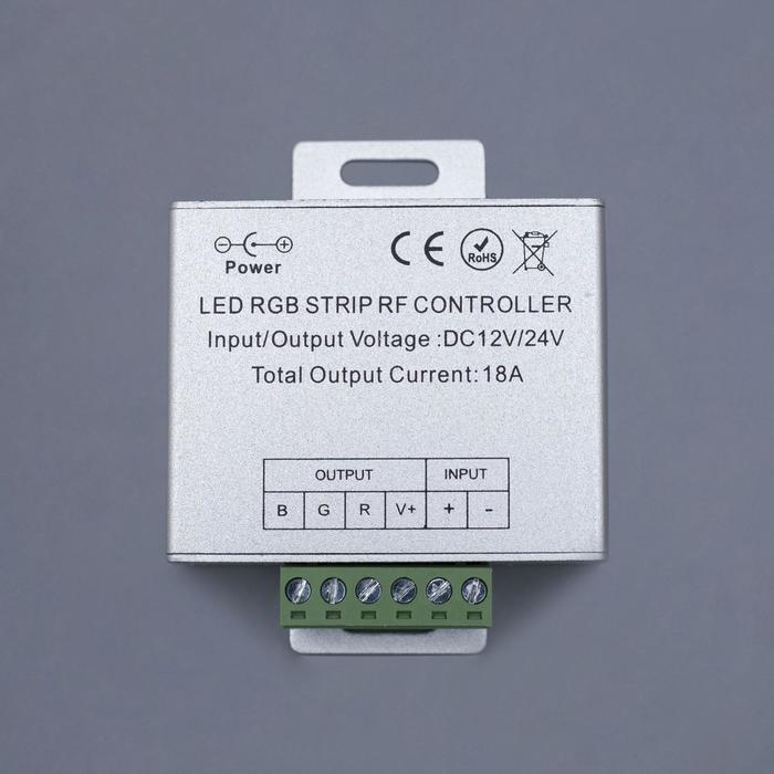 Контроллер Luazon RGB д/модулей/лент, 12V, 216W, высочастотный 2.4ГГц, сенсорн.пульт черный