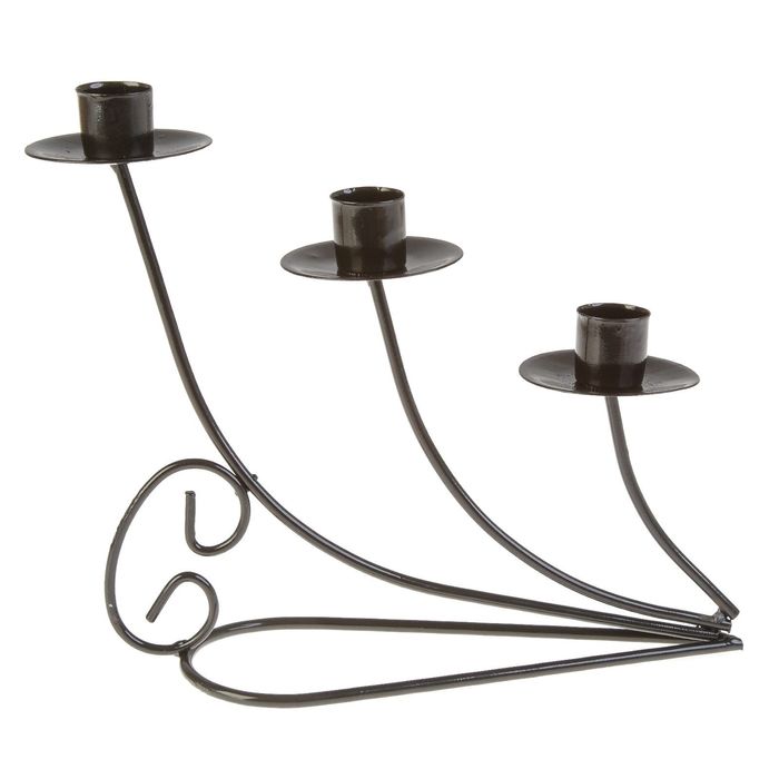 Подсвечник металл на 3 свечи "Завитки" 18х21х7,5 см