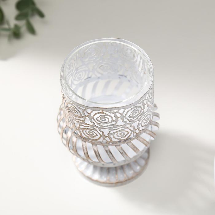 Подсвечник металл на 1 свечу "Розы" 12х8,5х8,5 см