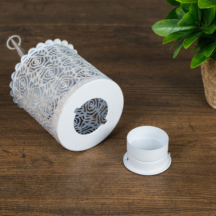 Подсвечник металл на 1 свечу "Птичка на фонарике с розами" 23,5х12,5х9,5 см