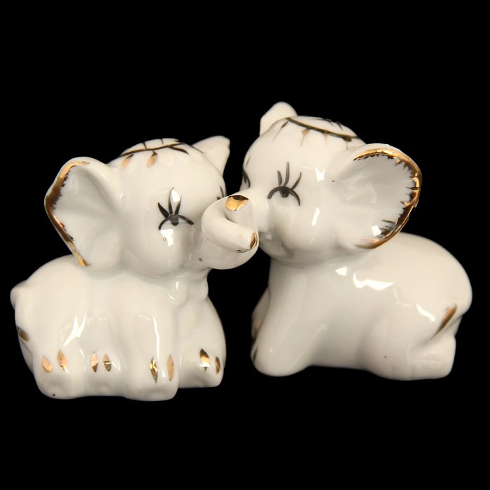 Сувенир керамика "Слоники" набор 2 шт 4,5х8,5х3,5 см