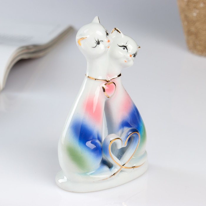Сувенир керамика "Кот и кошка" градиент 13,3х8,2х5 см