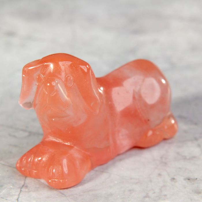 Фигурка Собака 4,5х2,9см/50г, оранжевый кварц