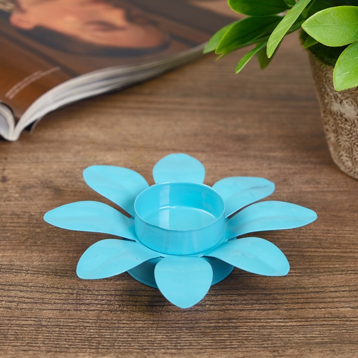 Подсвечник металл 1 свеча "Яркий цветок" МИКС 3х12,5х12,5 см