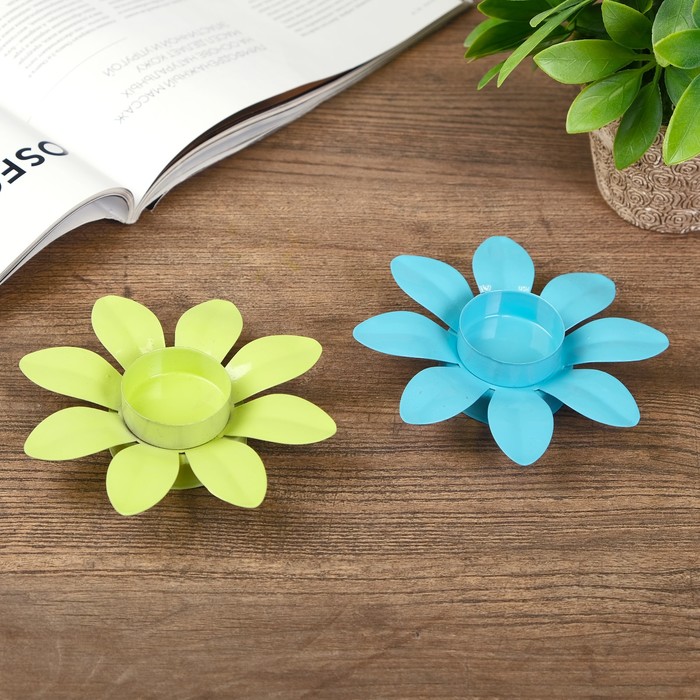 Подсвечник металл 1 свеча "Яркий цветок" МИКС 3х12,5х12,5 см