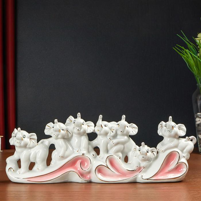 Сувенир керамика "Семь слонов - Любовь" 12,5х34х6,5 см