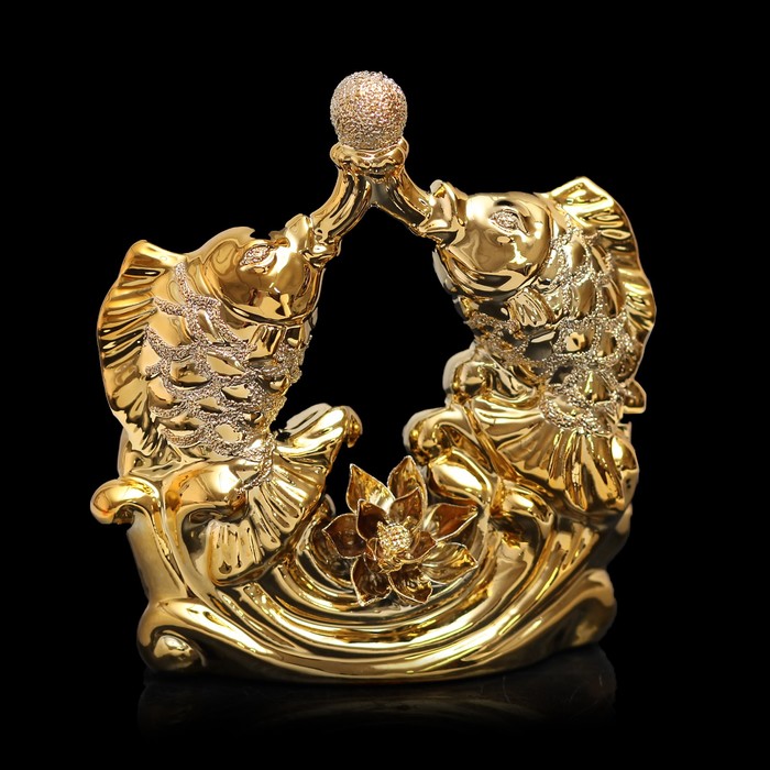 Нэцкэ керамика "Золотые карпы" 13,7х12,5х4,5 см