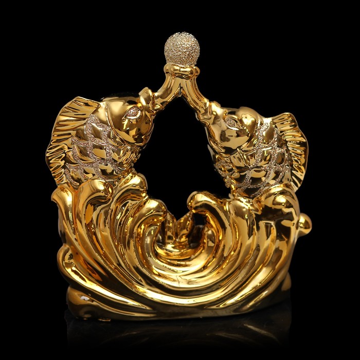 Нэцкэ керамика "Золотые карпы" 13,7х12,5х4,5 см