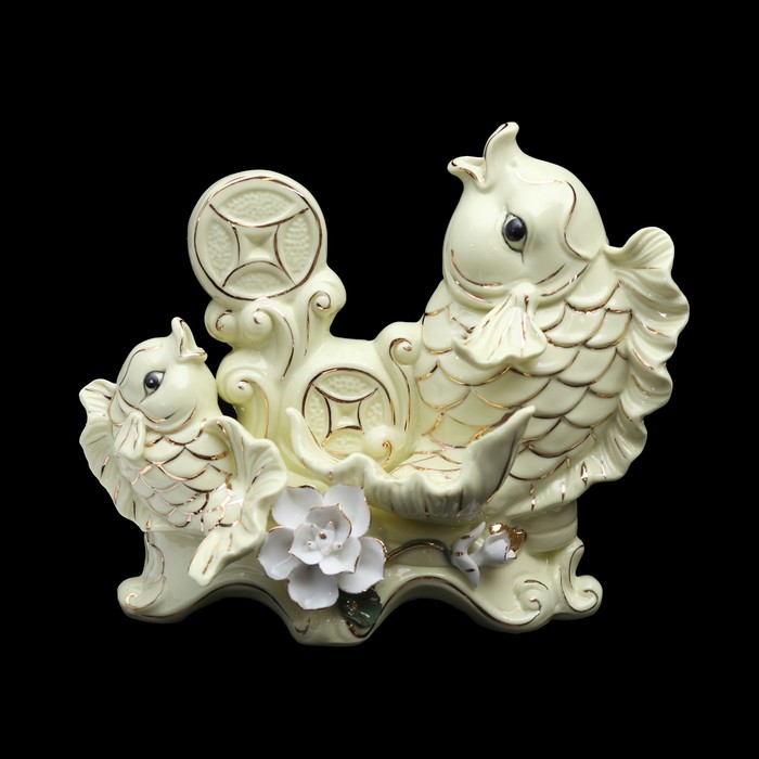 Нэцкэ керамика "Карпы с монетами" 23х25,5х11,5 см