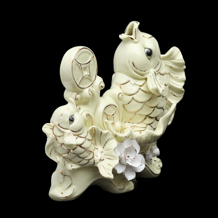 Нэцкэ керамика "Карпы с монетами" 23х25,5х11,5 см