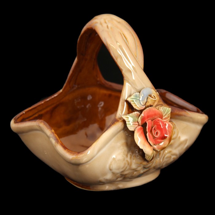 Сувенир керамика "Корзинка с розами" МИКС 11,5х12х9 см