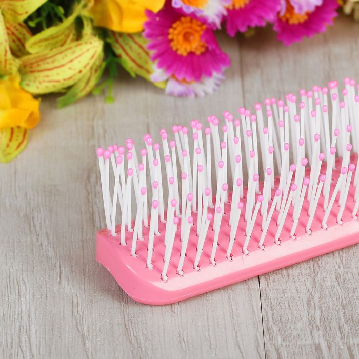 Расчёска массажная, прямоугольная, цвет розовый