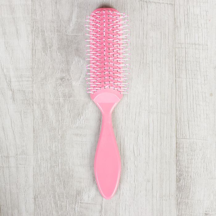 Расчёска массажная, прямоугольная, цвет розовый