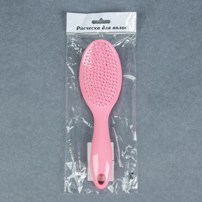 Расчёска массажная, овальная, цвет розовый