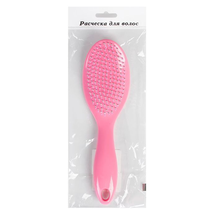 Расчёска массажная, овальная, цвет розовый