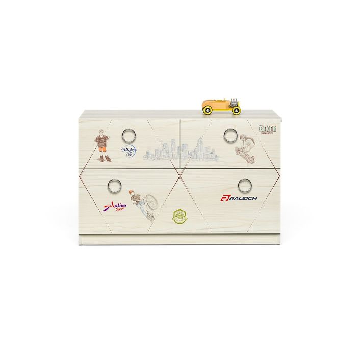 Комод "Актив", сосна скандинавия/бургундия