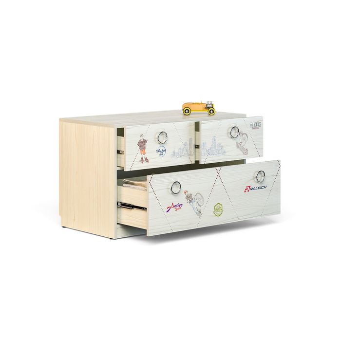 Комод "Актив", сосна скандинавия/бургундия