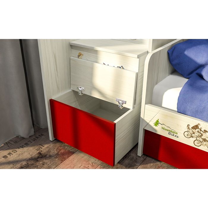 Комод-лестница "Актив", 4 ступени, сосна скандинавия/бургундия