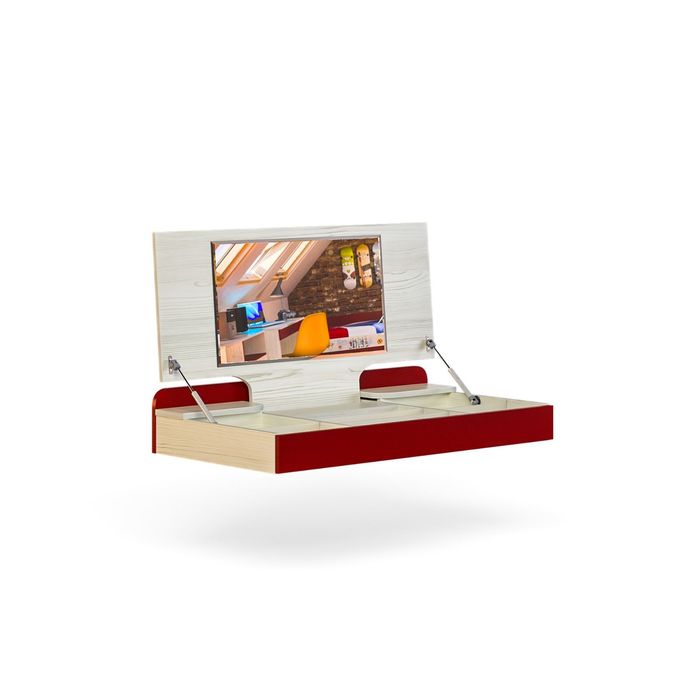 Надстройка комода "Актив", сосна скандинавия/бургундия