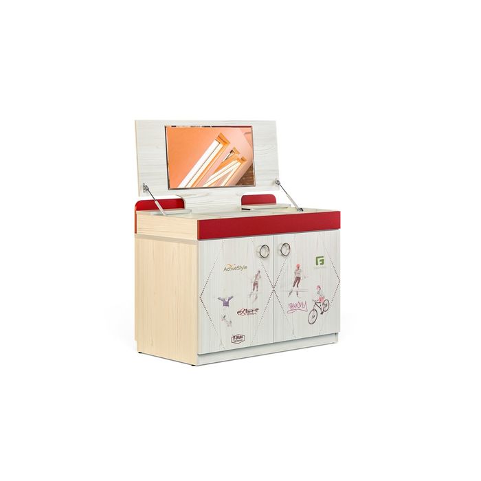 Надстройка комода "Актив", сосна скандинавия/бургундия