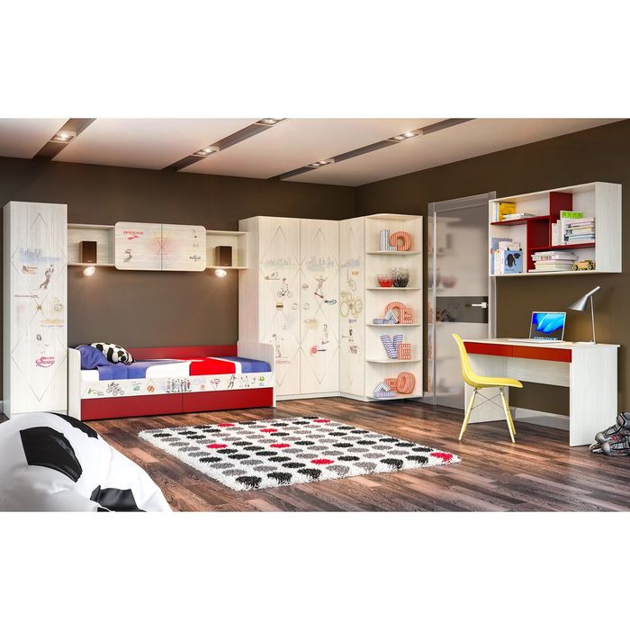 Стол письменный "Актив", сосна скандинавия/бургундия