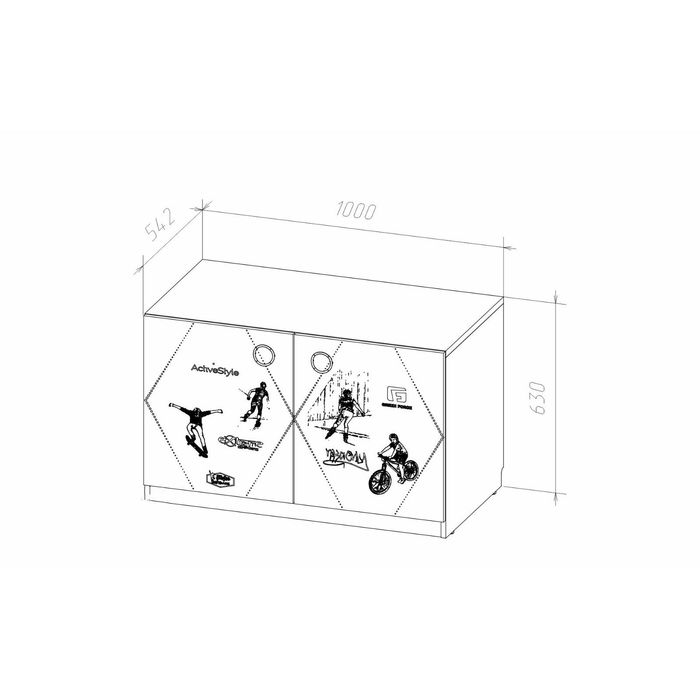 Тумба "Актив-1", сосна скандинавия/бургундия