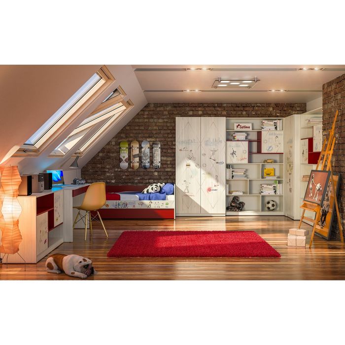 Тумба "Актив-2", сосна скандинавия/бургундия