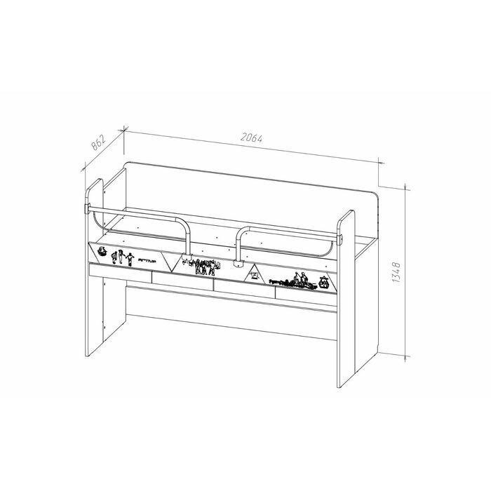 Кровать "Актив-2", сосна скандинавия/ясень анкор