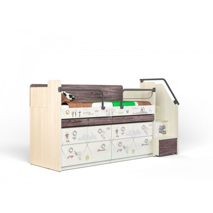 Кровать "Актив-2", сосна скандинавия/ясень анкор