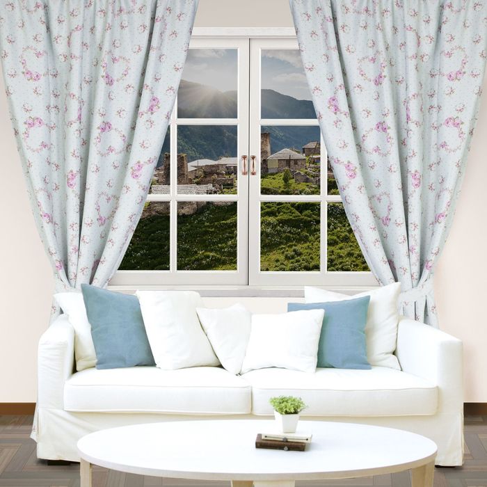 Штора портьерная "Этель" 135х250 см + держатель Прованс, блэкаут, 100% п/э