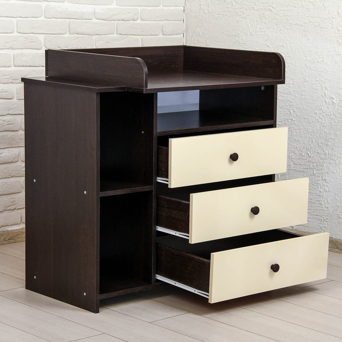 Комод детский «КОМ-6» с независимым пеленальником, 3 выдвижных ящика, цвет венге/ваниль
